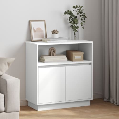 Skoskåp med LED Vit 71x34,5x75 cm Konstruerat trä