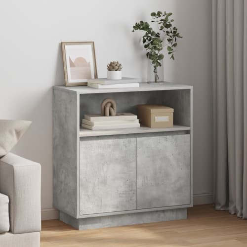 Sideboard med LED Betonggrå 71x34,5x75 cm Konstruerat trä