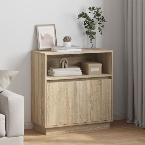 Sideboard med LED Sonoma Ek 71x34,5x75 cm Konstruerat trä