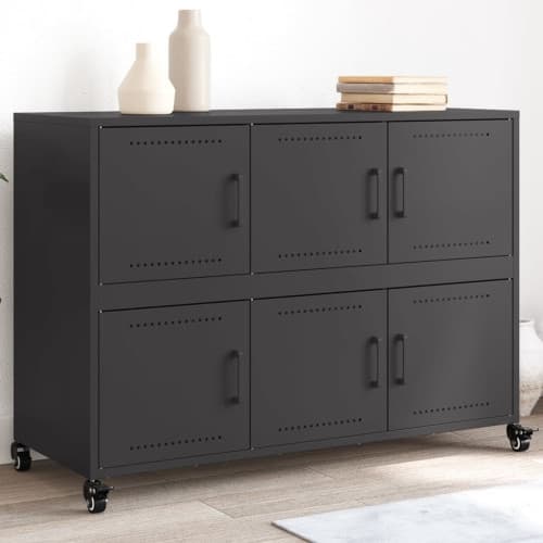 Skänk svart 100,5x39x72 cm stål