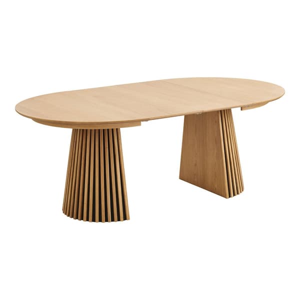 Tokyo spisegrupper spisebord inkl. 2 ileggsplater Ø120x120-160-200 cm eikefiner og 6 stoler bouclé hvit.