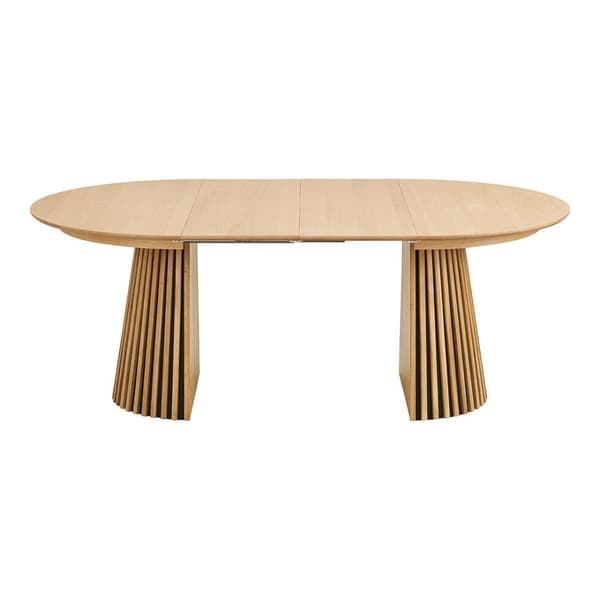 Tokyo spisegrupper spisebord inkl. 2 ileggsplater Ø120x120-160-200 cm eikefiner og 6 stoler bouclé hvit.