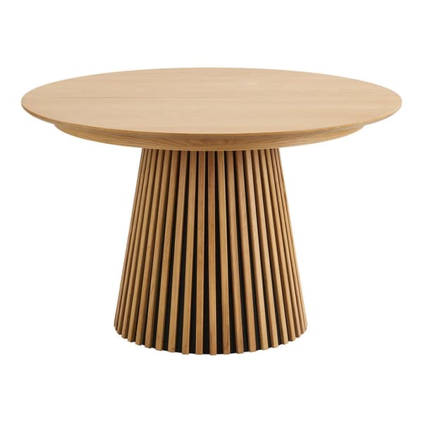 Tokyo spisegrupper spisebord inkl. 2 ileggsplater Ø120x120-160-200 cm eikefiner og 6 stoler bouclé hvit.