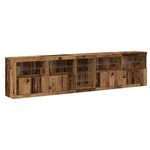 Sidoord med LED-lampor Gamla trädet 283x37x67 cm Konstruerat trä