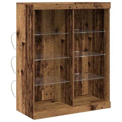 Sideboard med LED-belysning i gammalt trä 41x37x100 cm