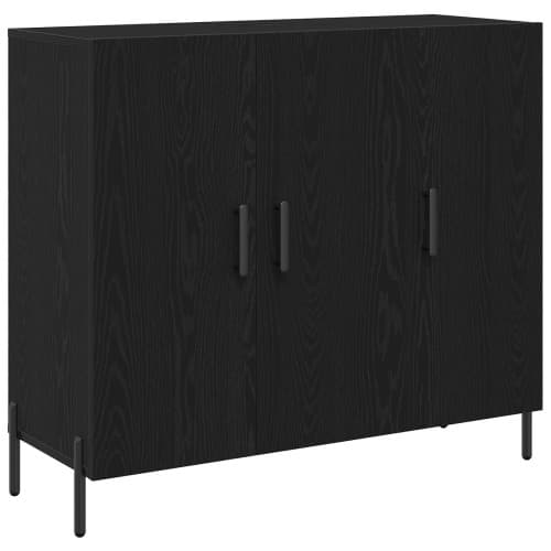 Svart Ek Skänk 90x34x80 cm Gjord av Konstruerat Trä