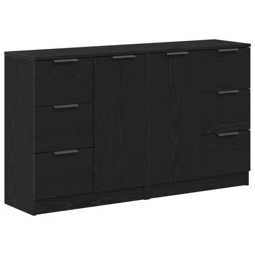 Sideboards 2 st Svart Eken 60x30x70 cm Konstruerat trä