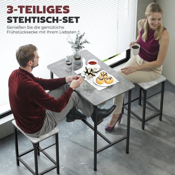 Barbord Set, 80x50x87 cm, Grå