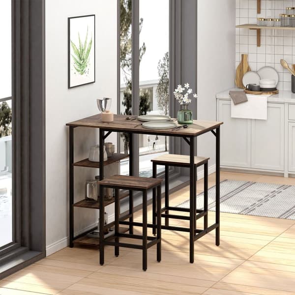 Barbord Set, 835-338, 109x60x100 cm, Svart/Rustikt Brun