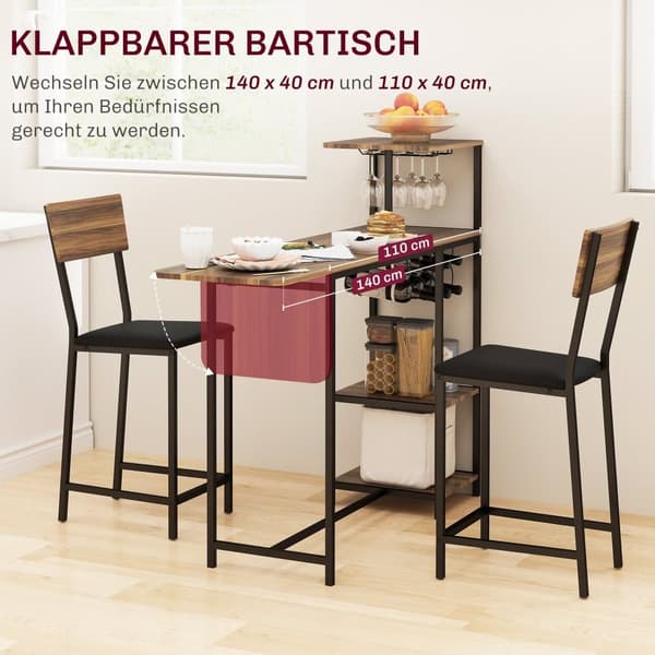 Barbord med Barstol Sæt, Brun