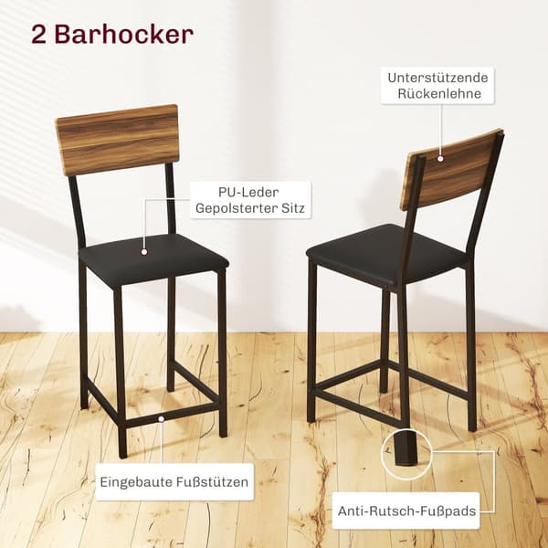 Barbord med Barstol Sæt, Brun