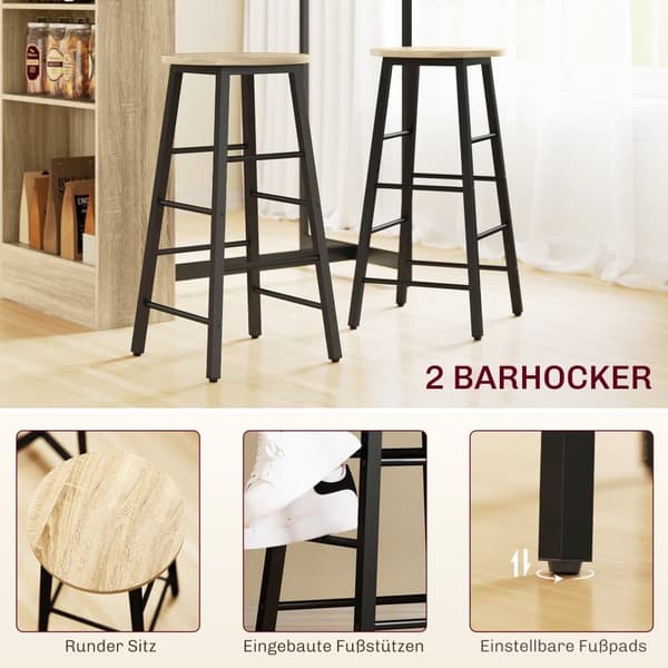 Barbord med Barstolset, 91x49x91 cm, Ek Svart