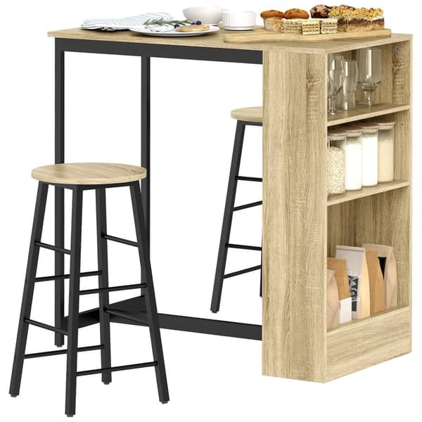Barbord med Barstolset, 91x49x91 cm, Ek Svart