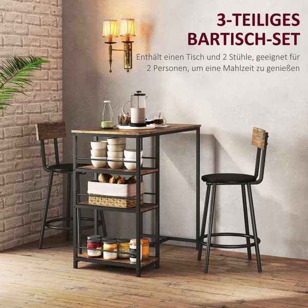 Barbord med Barstol Set, 90x50x90.5 cm, Ek
