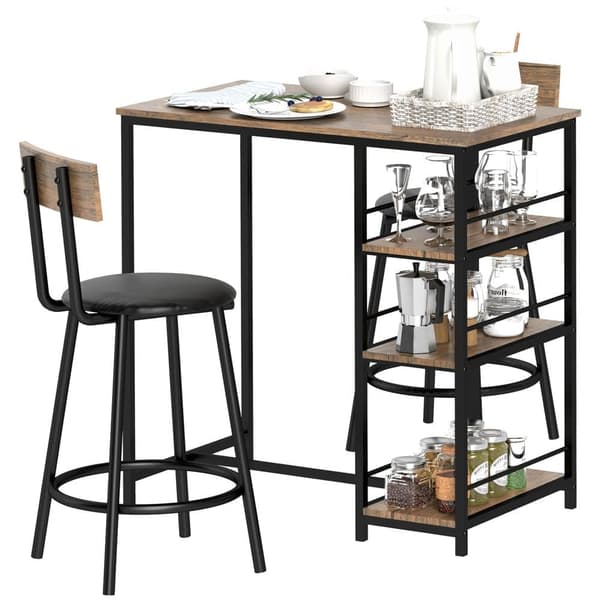 Barbord med Barstol Set, 90x50x90.5 cm, Ek
