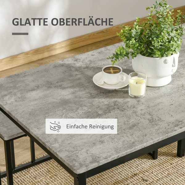 Matsalsgrupp, 4er-Set, 110x70x75 cm, Grå