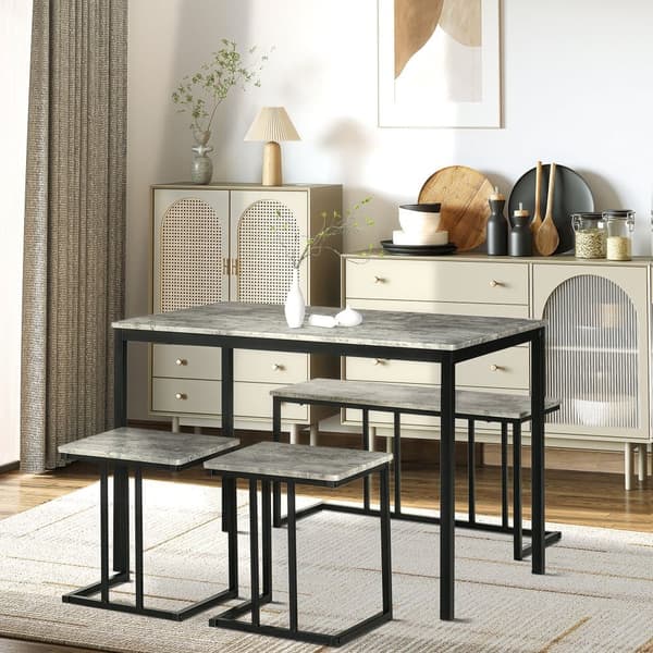 Matsalsgrupp, 4er-Set, 110x70x75 cm, Grå