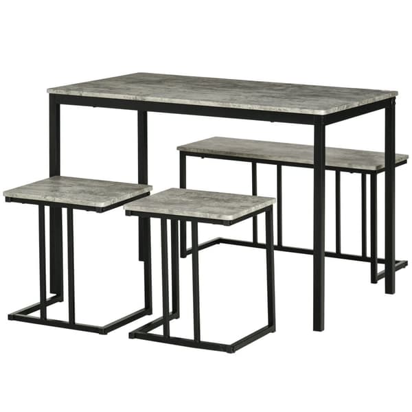 Matsalsgrupp, 4er-Set, 110x70x75 cm, Grå