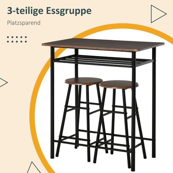 Barbord Set, 80x50x90 cm, Svart