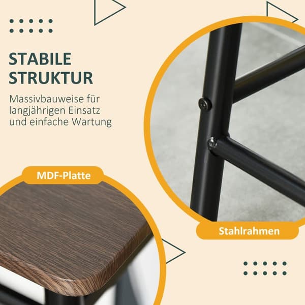 Barbord Set, 80x50x90 cm, Svart