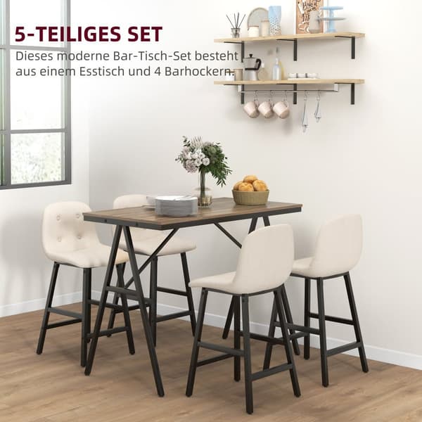 Bord med Barstol Set, 120x60x91 cm, Beige