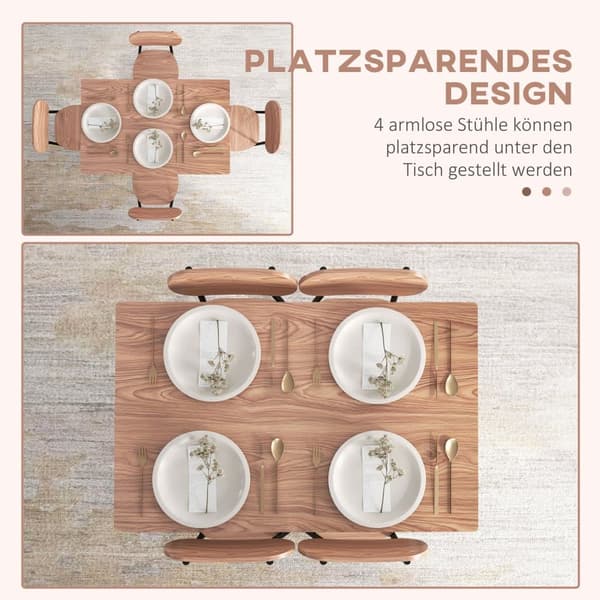 Matsalsbord Set med 4 Stolar, 110x70x75 cm, Teak