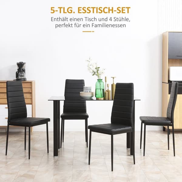 Spisesæt, 5-deligt spisegruppe, 120x60x75 cm, Sort
