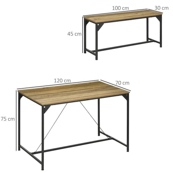 Matsalsset, 3er-Set, 120x70x75 cm, Natur