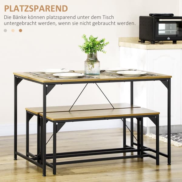 Matsalsset, 3er-Set, 120x70x75 cm, Natur