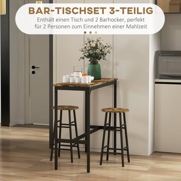 Barbord Set, 105x40x90 cm, Rustikt Brun