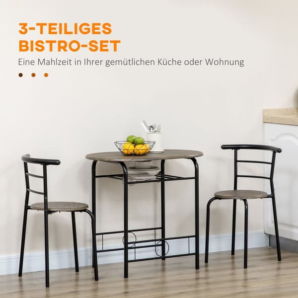 Spisebordssæt, Bistro-sæt, 80x53x74,5 cm, Sort