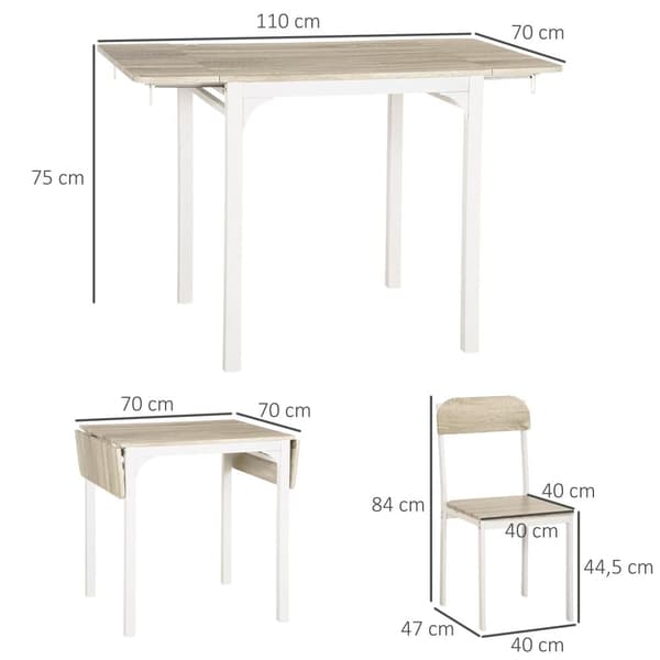 Matsats, 3 TLG, 120x60x75 cm, Naturvit