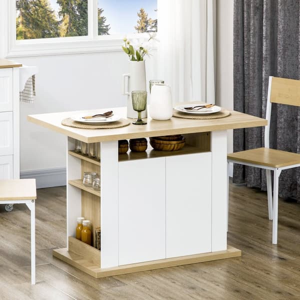 Rootz Kitchen Island Table - Matbord - Köksarbetsområde - Stor yta för familj - 110L x 70W x 75,5H cm