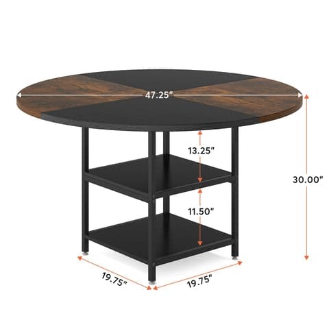 Rootz 4-sits runt matbord - Köksbord - Matsalsbord - Inbyggd förvaring - 120cm D x 120cm B x 76,2cm H