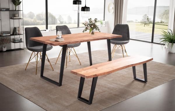 Rootz Modern spisestuebord - massivt træbord - Live Edge-bord - Naturligt trækorn - Håndlavet - 180 cm x 90 cm x 76 cm