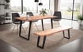 Miniatyrbillede 2 af 6: Rootz Modern spisestuebord - massivt træbord - Live Edge-bord - Naturligt trækorn - Håndlavet - 180 cm x 90 cm x 76 cm
