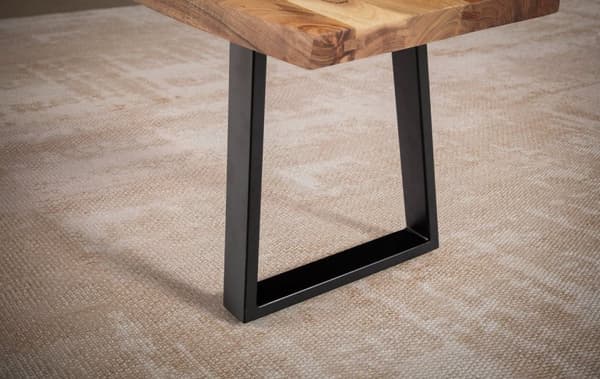 Rootz Spisebord i massivt akacietræ - Moderne Design - Live Edge Sæde - Trapezformede metalben - Håndlavet - 120 cm x 40 cm x 45,5 cm
