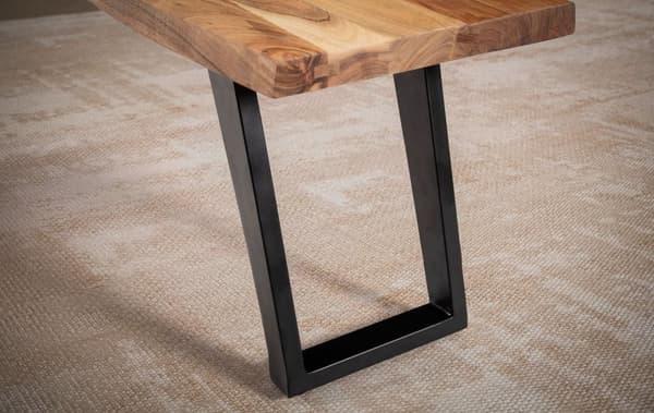 Rootz Modern Dining Bänk - Träbänk - Live Edge Bänk - Acacia trä - U-formade metallben - Handgjorda - 180cm x 40cm x 45,5cm