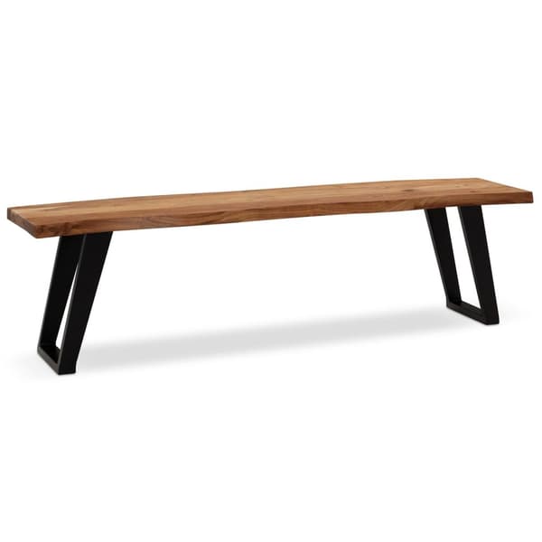 Rootz Modern Dining Bänk - Träbänk - Live Edge Bänk - Acacia trä - U-formade metallben - Handgjorda - 180cm x 40cm x 45,5cm