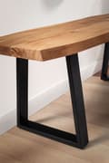 Pikkukuva 5 / 6: Rootz Tree Edge Massiiviakaasiapuupenkki - Eteisen penkki - Kenkäpenkki - Puolisuunnikkaan muotoiset metallijalat - Käsintehty - 120cm x 40cm x 45,5cm