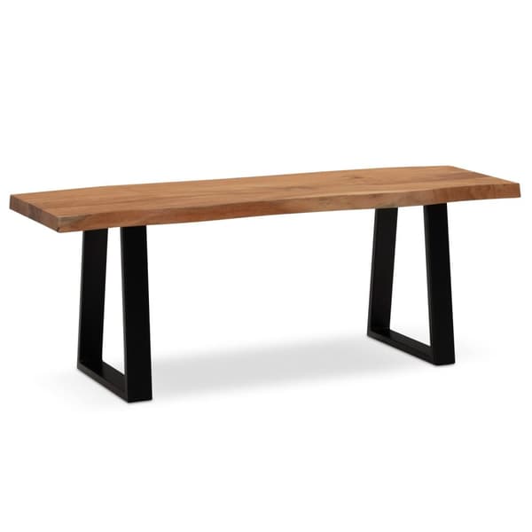 Rootz Tree Edge Massiiviakaasiapuupenkki - Eteisen penkki - Kenkäpenkki - Puolisuunnikkaan muotoiset metallijalat - Käsintehty - 120cm x 40cm x 45,5cm