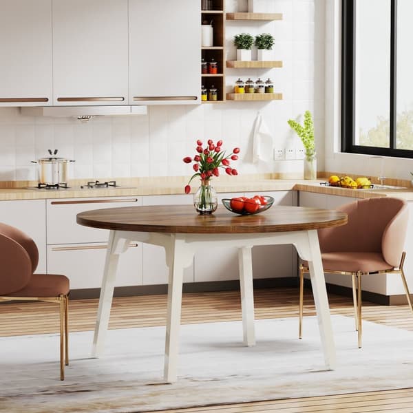 Rootz Runt matbord - 119.3 Rustikt bord - Chic Design - Slitstark MDF - Säten för 6 - Enkel installation - 76 cm H x 120 cm B x 120 cm L