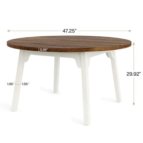 Rootz Runt matbord - 119.3 Rustikt bord - Chic Design - Slitstark MDF - Säten för 6 - Enkel installation - 76 cm H x 120 cm B x 120 cm L