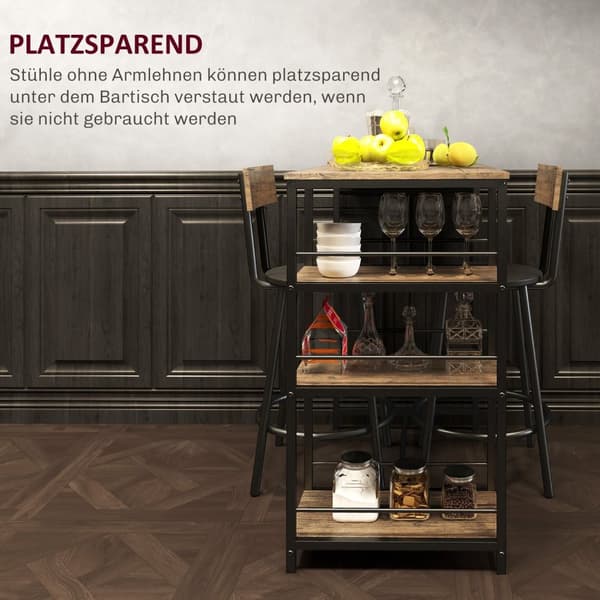Rootz 3 -osainen syömisarja baaripöydällä - pieni keittiösarja - tilaa säästävä ruokasali - ylimääräinen säilytystila, 90 x 50 x 90,5 cm taulukko, 36