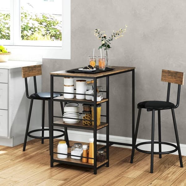 Rootz 3 -osainen syömisarja baaripöydällä - pieni keittiösarja - tilaa säästävä ruokasali - ylimääräinen säilytystila, 90 x 50 x 90,5 cm taulukko, 36