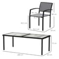 Miniatyrbild 3 av 11: Rootz 7 Piece Eating Set - Garden Dining Set - Outdoor Furniture - Stapelbar & lätt att rengöra - Stålram - Tabell 180x87x72cm, stolar 55.5x59x80cm, g