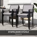 Miniatyrbild 4 av 11: Rootz 7 Piece Eating Set - Garden Dining Set - Outdoor Furniture - Stapelbar & lätt att rengöra - Stålram - Tabell 180x87x72cm, stolar 55.5x59x80cm, g