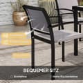Miniatyrbild 6 av 11: Rootz 7 Piece Eating Set - Garden Dining Set - Outdoor Furniture - Stapelbar & lätt att rengöra - Stålram - Tabell 180x87x72cm, stolar 55.5x59x80cm, g