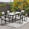 Miniatyrbild 7 av 11: Rootz 7 Piece Eating Set - Garden Dining Set - Outdoor Furniture - Stapelbar & lätt att rengöra - Stålram - Tabell 180x87x72cm, stolar 55.5x59x80cm, g