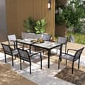 Miniatyrbild 8 av 11: Rootz 7 Piece Eating Set - Garden Dining Set - Outdoor Furniture - Stapelbar & lätt att rengöra - Stålram - Tabell 180x87x72cm, stolar 55.5x59x80cm, g